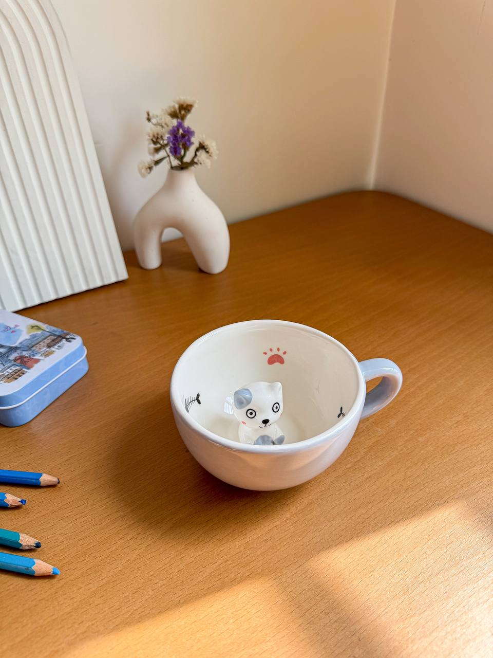ماگ لته خوری سوپرایزی سرامیکی با طرح گربه